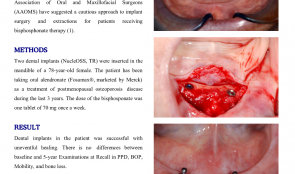 Clinical and radiografic evaluation with 5 years follow-up of two dental implant-supported mandibular overdentures in the patient receiving oral bisphosphonate therapy